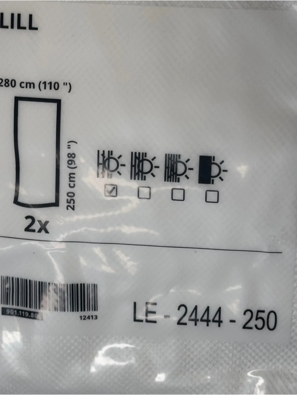 Two Packages IKEA LILL White Sheer Curtain Panels 98
